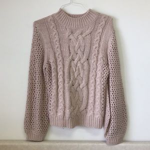 Marled Reunited Open Weave Blush Sweater Sz L